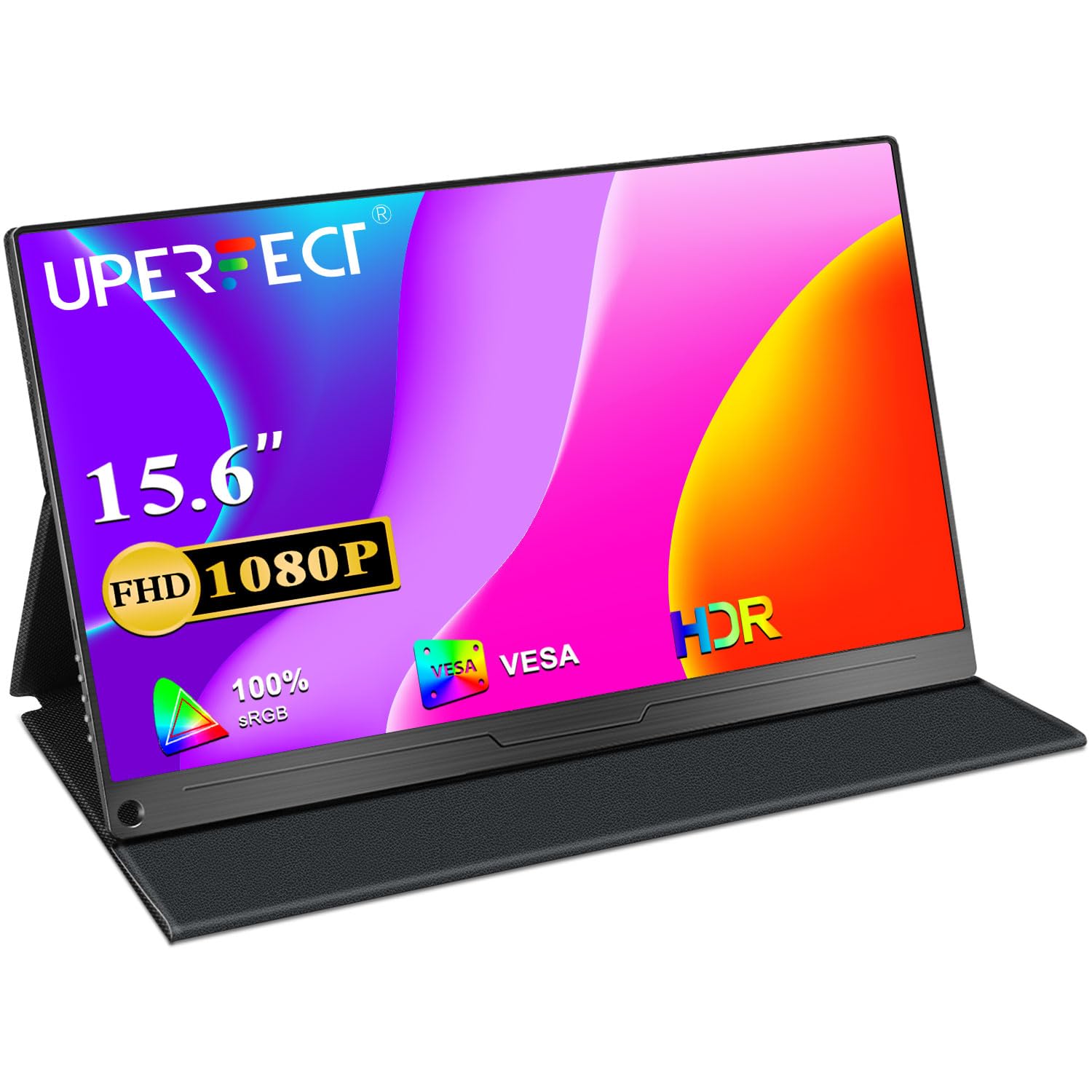 UPERFECT Portable Monitor FHD 1080P 15.6 Inch Monitor IPS Display Matte Screen, with Standard HDMI/Type-C, Support VESA, Second Display for Laptop/PC/PS/Phone/Switches, with Smart Cover