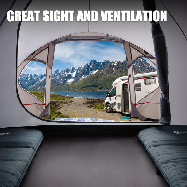 Portal 3-4 Man Tent with Porch, Camping Tent for 3 to 4 Persons with Sewn-in Groundsheet, 4000mm Waterproof Family Tent with Bedroom, Lightweight Dome Tent for Outdoor Garden Backpacking Hiking