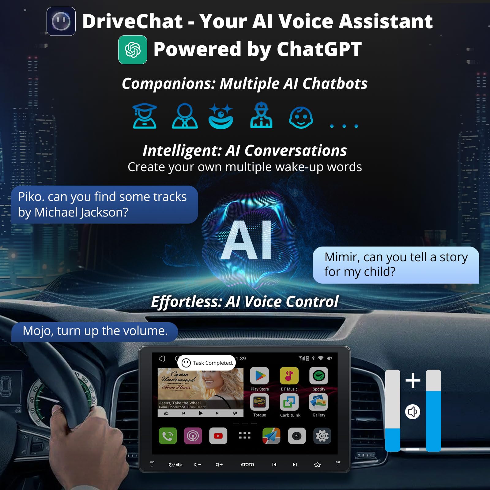 ATOTO S8MS 9" QLED 1280*720 Android Double Din Car Stereo, Built-in 4G LTE, Wireless Android Auto & Wireless CarPlay In Dash Video Receivers, GPS Tracking, 4G+32G, Dual Bluetooth, LRV, SCVC,S8G2094MS