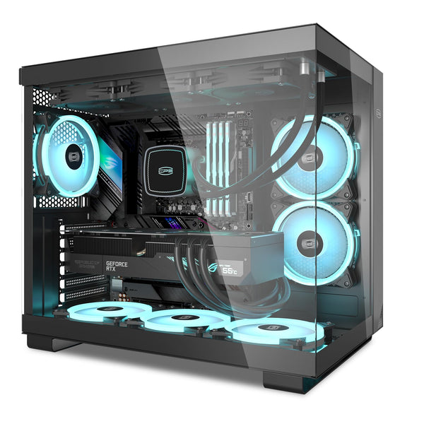 PCCOOLER CPS C3T500 AIRFLOW Mid-Tower ATX/M-ATX/ITX Case, Pre-installed 6 120mm PWM ARGB Fans,Column-Free Design,270° Full View Tempered Glass,360MM Radiator&400MM GPU Support,Easy Installation,WH