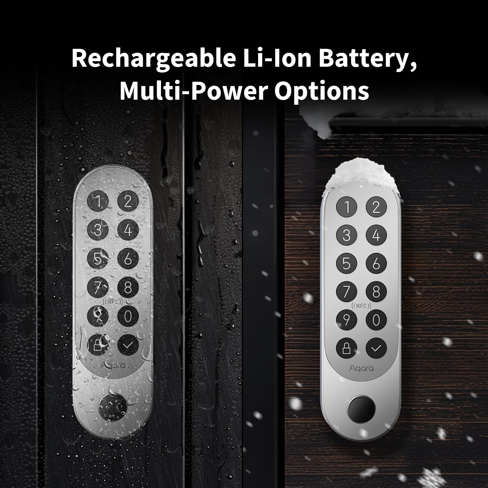 Aqara Smart Lock U200 (Fingerprint Keypad Included), Matter Over Thread, Smart Door Lock with Apple Home Key and Rechargeable Battery, Supports Apple, Google Home, Alexa and SmartThings, Silver