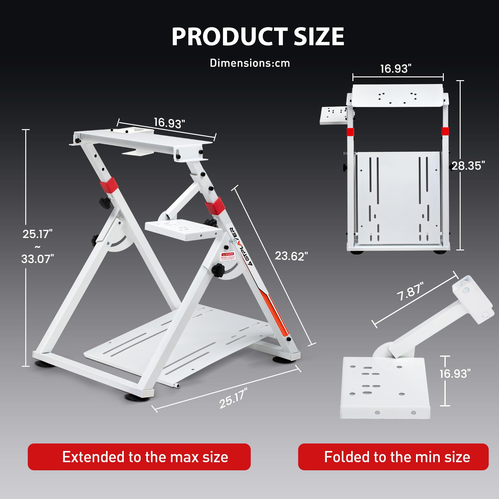 GTPLAYER Steering Wheel Stand for G25 G27 G29 G920 Foldable Racing Wheel Stand with Cup Holder Adjustable Height/Angle, Driving Simulator Gaming Wheel Stand