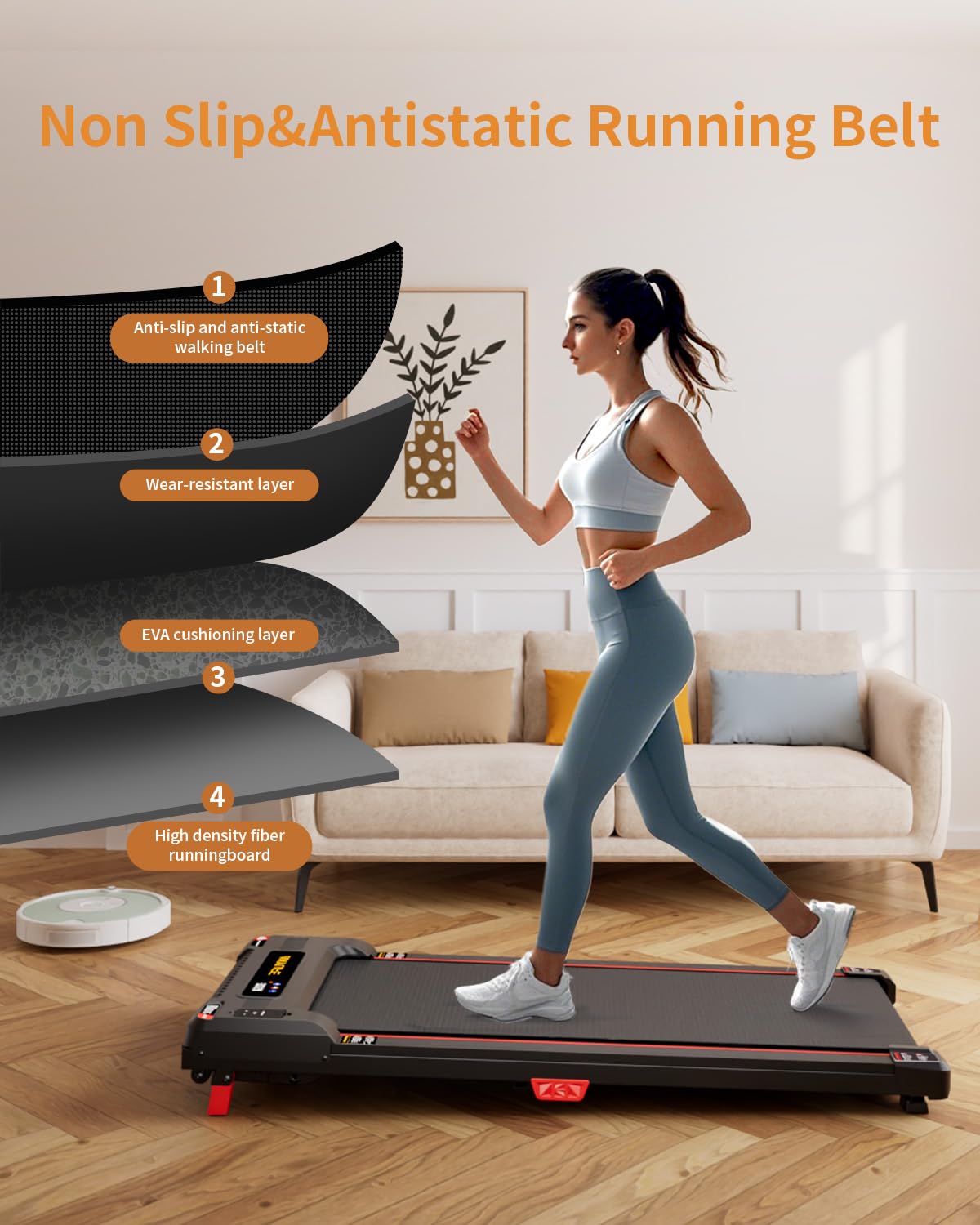 Walking Pad Treadmill, Anylife Incline Walking Pad Under Desk 330lbs Capacity, 2.5HP Portable Treadmills for Home, Compact Treadmill Small Running Pad with LED Display, Remote Control