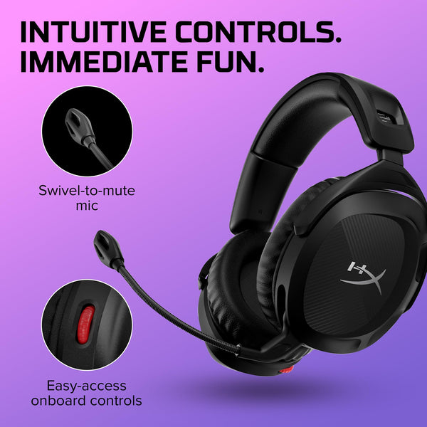 HYPERX 519T1AA Cloud Stinger 2 – Lightweight over-ear headset with mic, Swivel-to-mute function, 50mm drivers, PC Compatible, Black