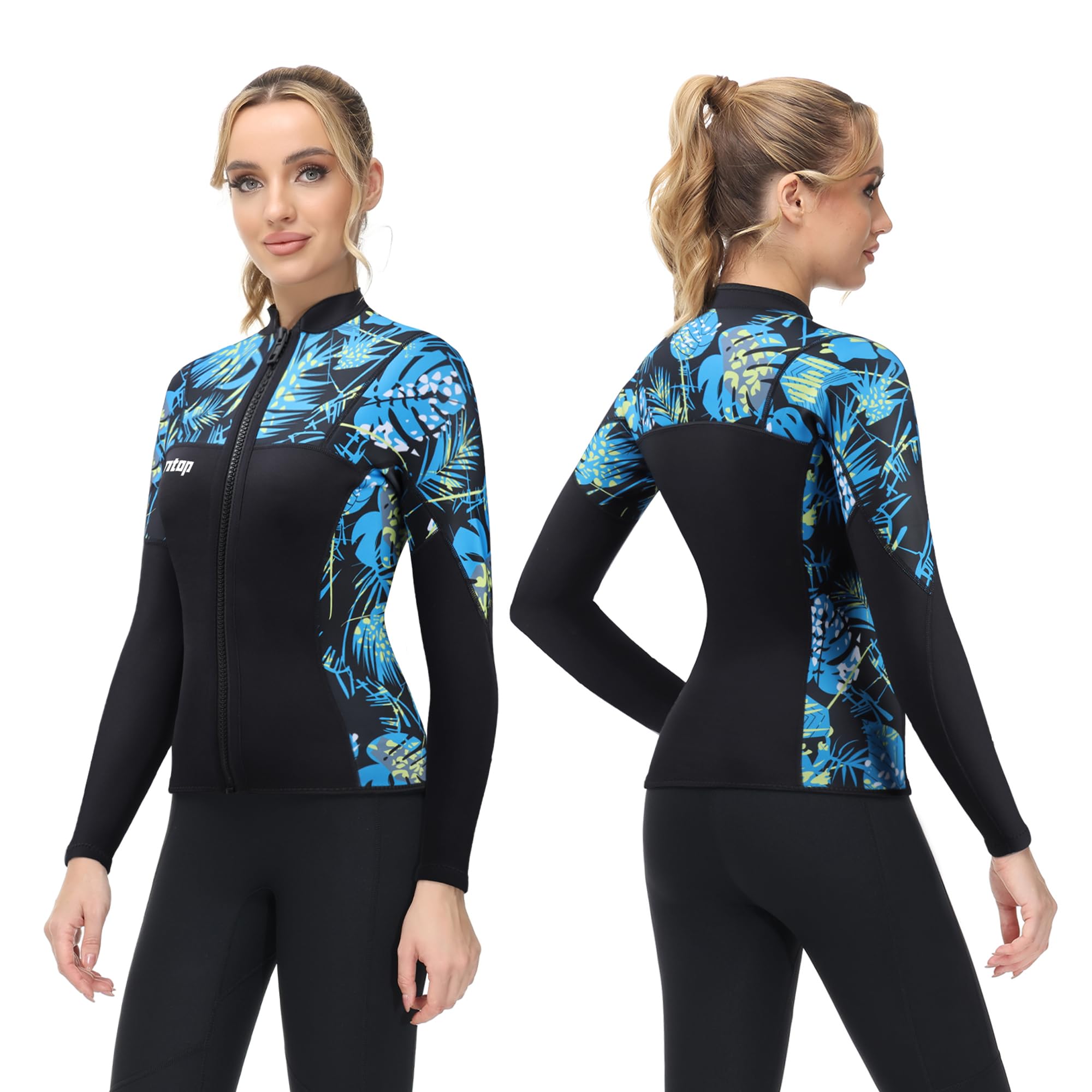 Owntop 2mm Neoprene Wetsuits Jacket for Men/Women, Long Sleeve Front Zipper, Purple, Unisex-Adults, Surfing, Scuba Diving, Paddling, Swimming