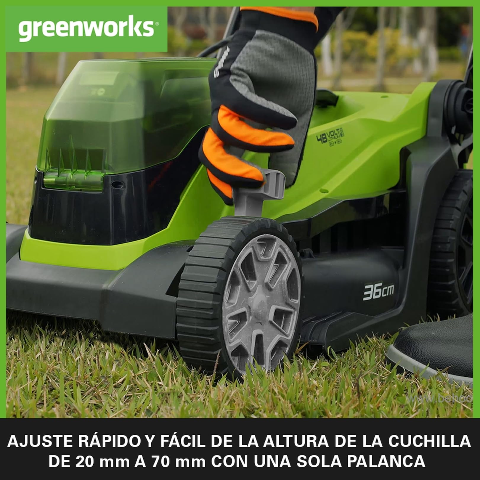 Greenworks G24X2LM36K4X Cordless Lawnmower for Lawns up to 420m², 36cm Cutting Width, 40L Bag PLUS Two of 2x24V(48V equivalent) 4Ah Batteries & Twin Charger, 3 Year Guarantee