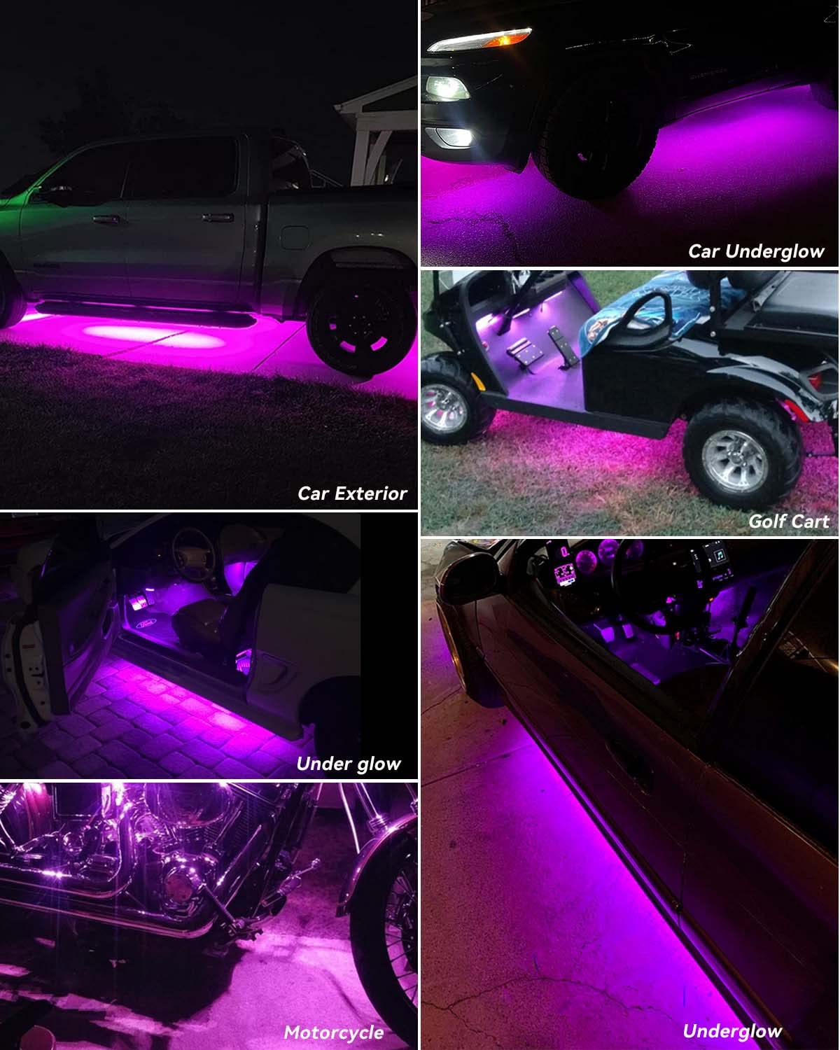 Motorbike Underglow 12V Led Strip Lights Neon Interior Car Lights Connectable Red Led Light Strips 12V for Cars Interior Lights Boat Marine Trucks 4Pack(60cm/24" Red)