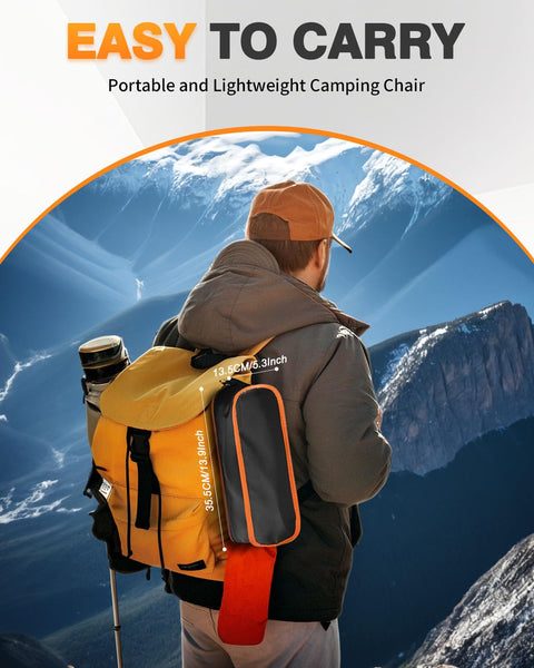 Evolpor Lightweight Folding Camping Chair with Storage Pocket & Carry Bag, High Weight Capacity, Portable for Camping, Hiking, Fishing – Great Gift for Dad, Blue