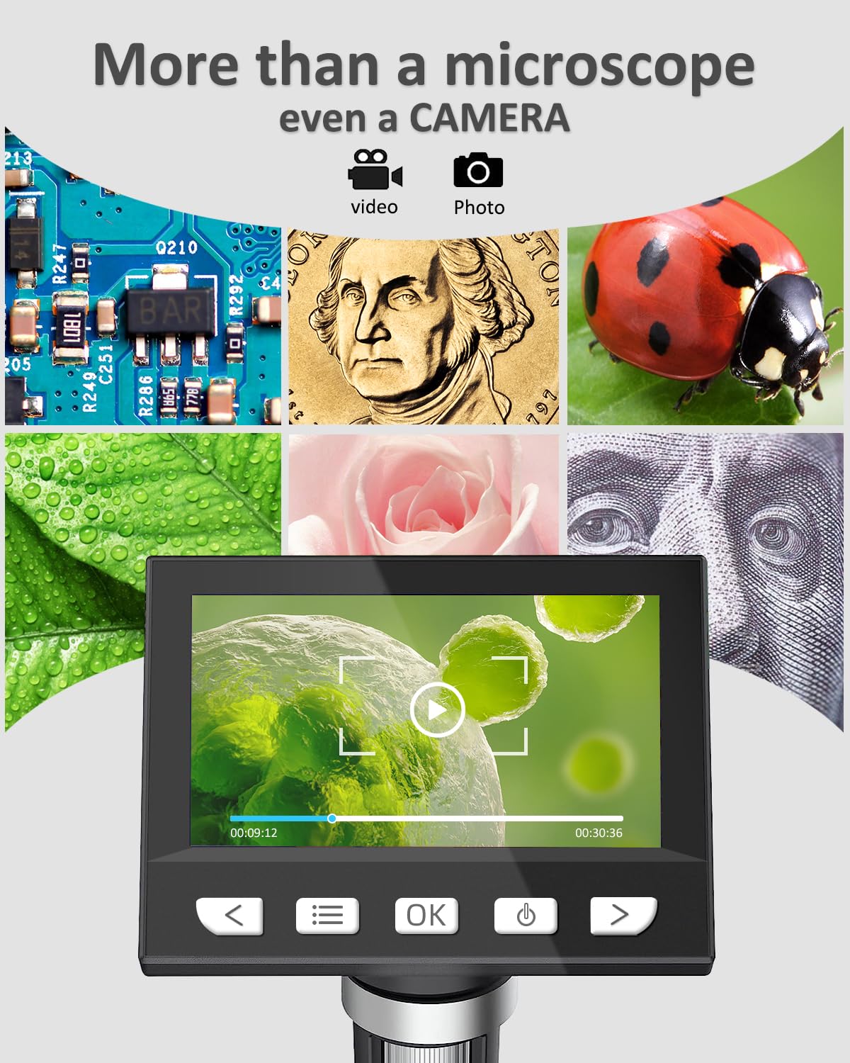 Coin Microscope-LCD Digital Microscope 500X, 1080P Coin Magnifier for Error Coins with 8 Adjustable LED Lights, PC View, Compatible with MacOS Windows-Black