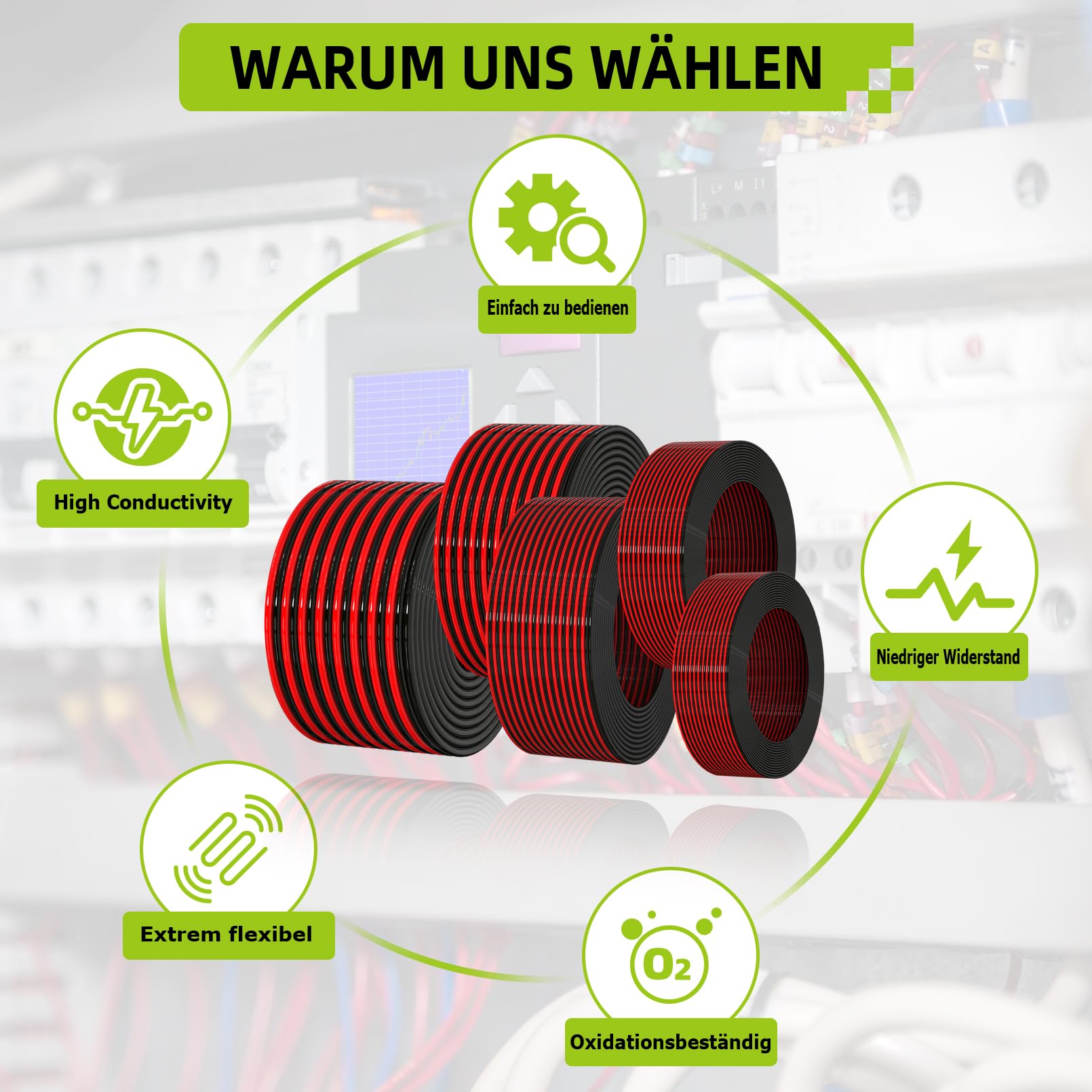 Piwaal 14AWG Spool 2.0mm² 25 ft Per Spool 14 Gauge 2Parallel Wire (Red 7.62M Black 7.62M) Bare Copper Wire for LED Strips/Bulbs/Lamps.