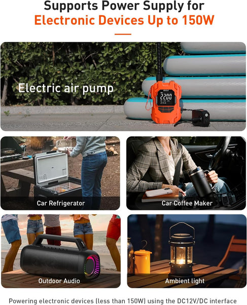 12V 4000mAh / 5V 10000mAh Portable Power Bank with DC Output, 12V Cigarette Lighter Socket, and DC 5.5×2.5mm Port for Car Refrigerators, Sup Pumps, LED Strips, and Other 12V DC Devices