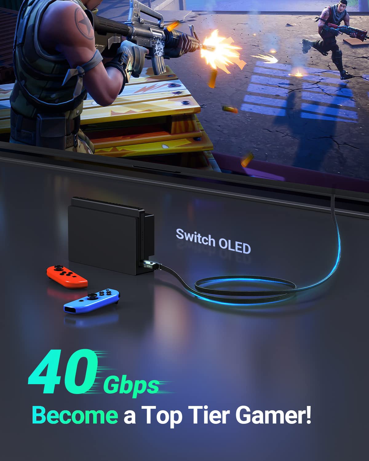 UGREEN Ethernet Cable 5M, Cat 8 Internet Cable Flat High-Speed 40Gbps 2000Mhz Network Cable, Gigabit Braided RJ45 LAN Cable Patch Cord Compatible for PC/Laptop, PS5, Xbox, Modem, Router, Switch, TV