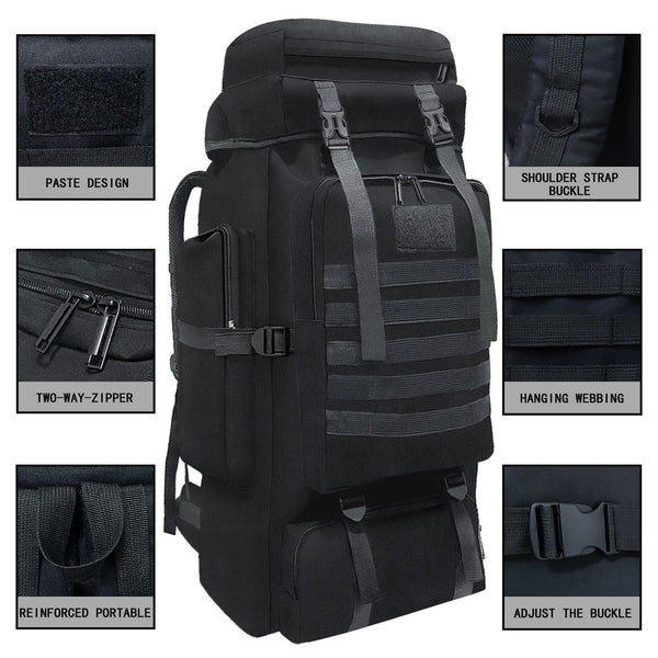 Wesoke 80L 100 liters Camping Hiking Backpack for Men, Extra Large Survival Hunting Backpack, Waterproof Big Molle Military Tactical Rucksack, Oversized Outdoor Sport Travel Daypack