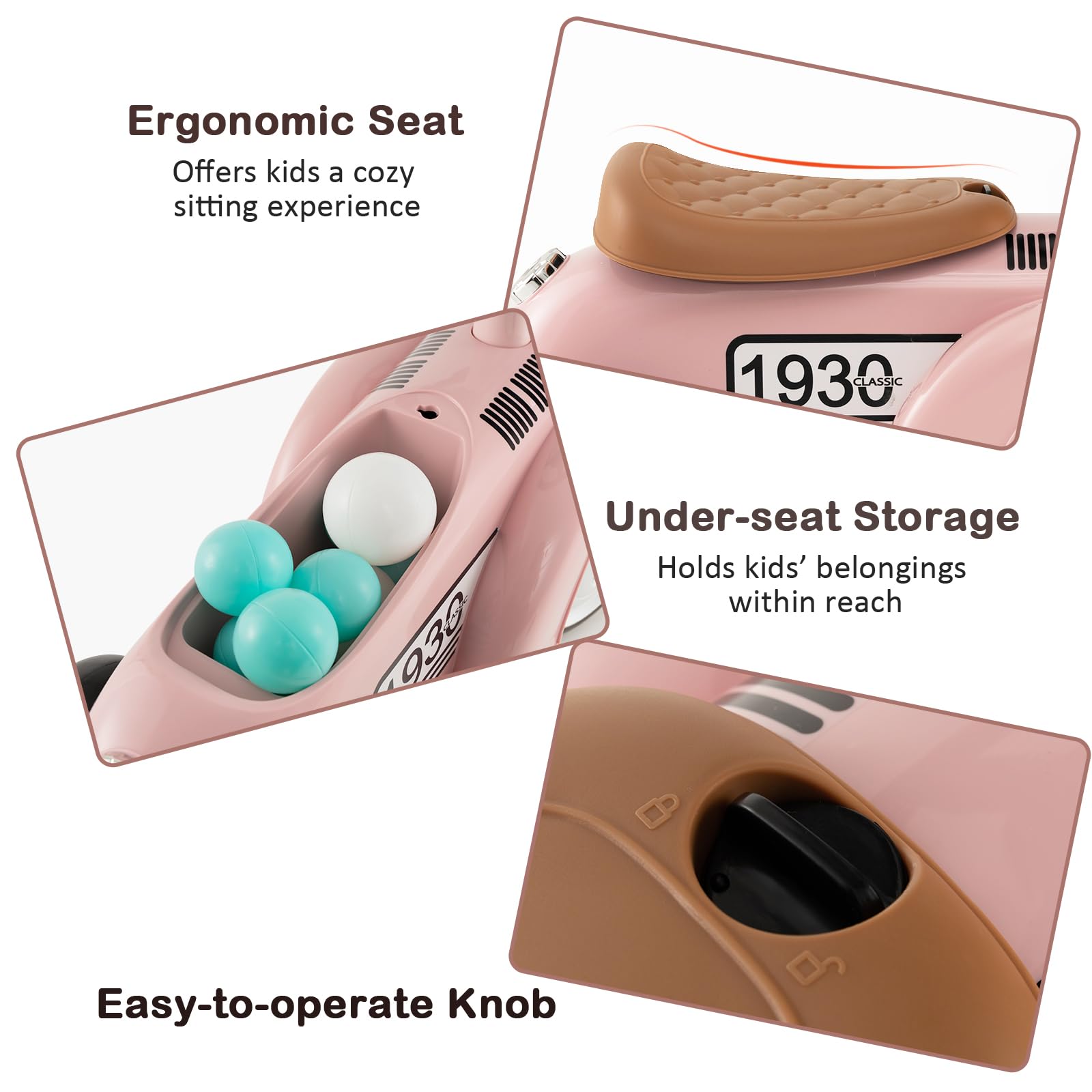 Kids Ride on Car, Toddler Foot to Floor Sliding Car with Air Horn, Hidden Storage Compartment, DIY Stickers, EVA Wheels, Children Sliding Walker Toy Car for 18-36 Months Boys Girls (White)