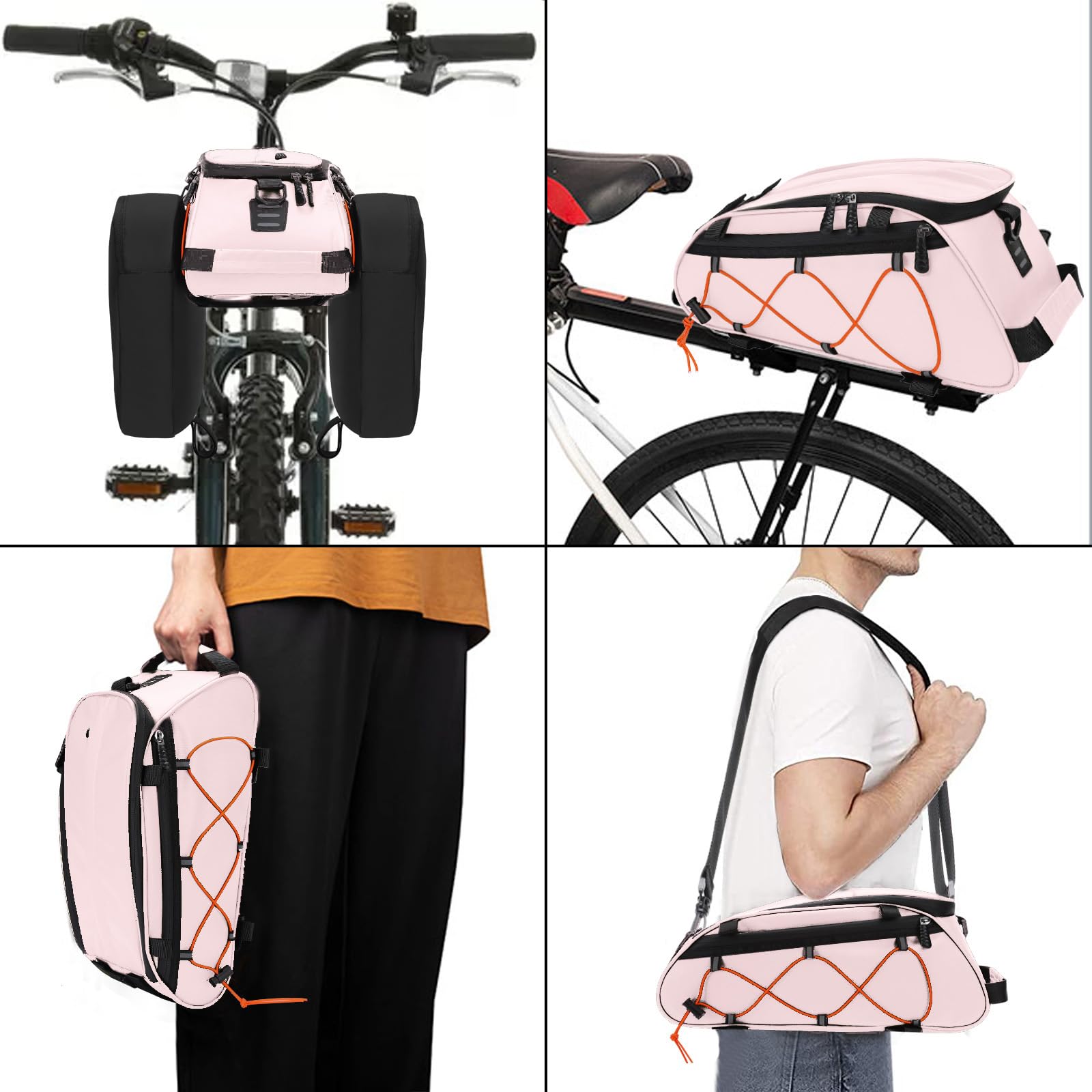 MOSISO Bike Rack Bag with 2 Removable Bike Panniers,Waterproof Trunk Cooler Storage Handbag Insulated Bicycle Rear Seat Bag, Bicycle Storage Saddle