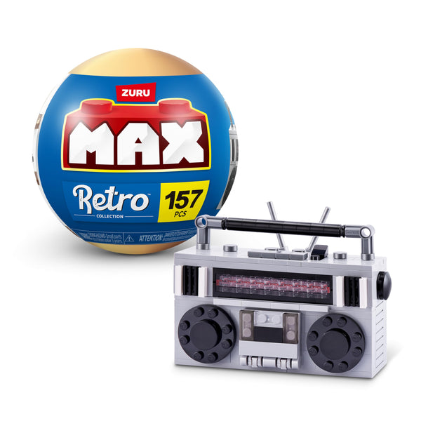 ZURU MAX Premium Retro Building Bricks (Cassette Radio) – Collectible Minis, Novelty Unboxing Toy for Kids, Creative Play Sets