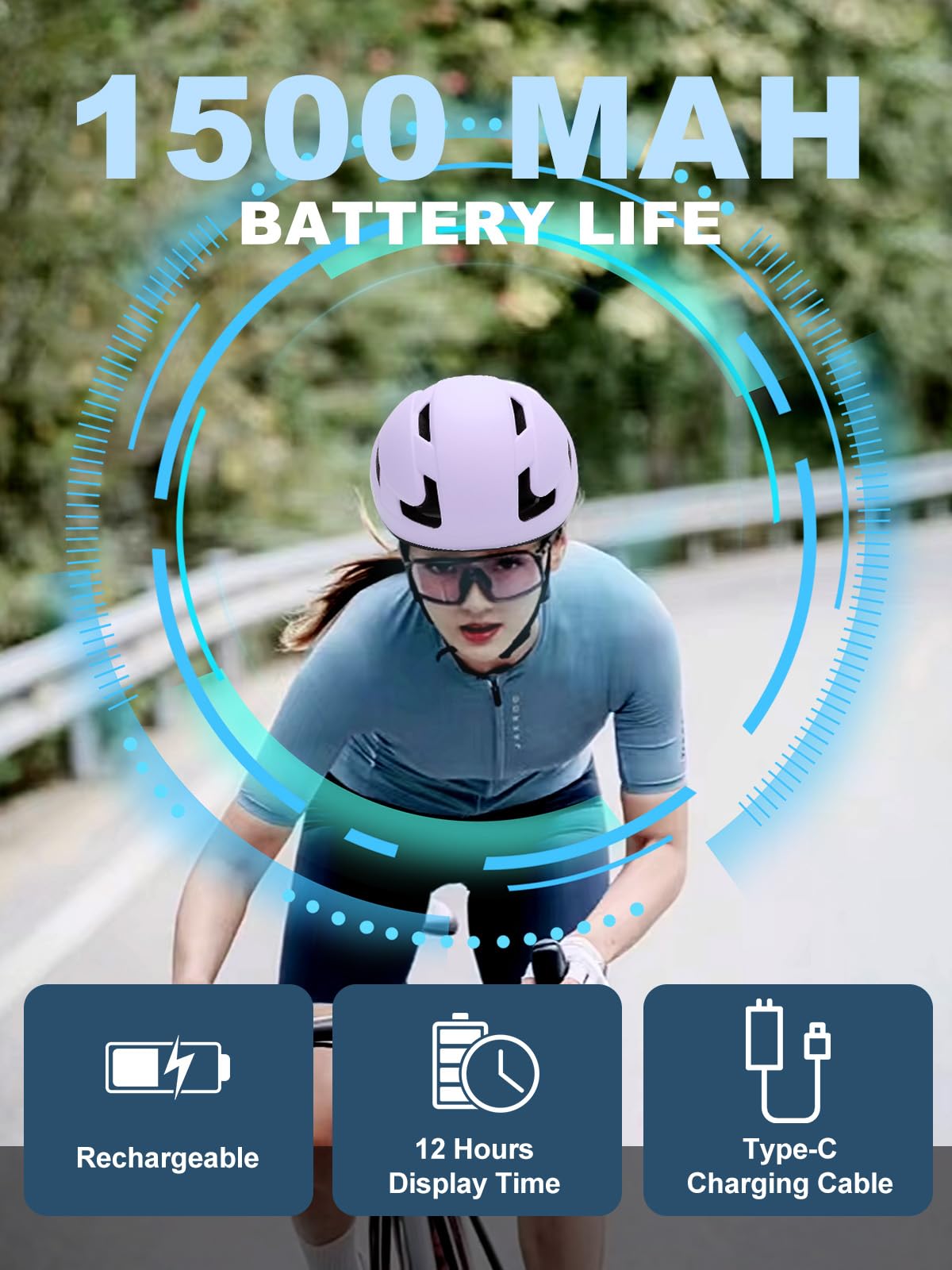 TMEOIIPY Smart App Program Bike Helmet, Back LED Lights Display with USB Rechargeable, Road Bicycle Helmets for Adults: Men, Women, with Turn Signals Remote Control