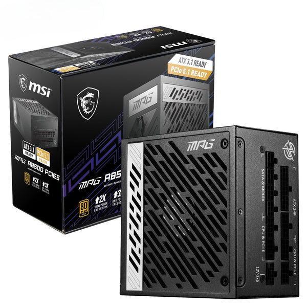 MSI MPG A1000G PCIE5 Power Supply Unit, UK Plug - 1000W, 80 Plus Gold Certified, Fully Modular ATX 3.0, PCIe 5.0 GPU Support, Japanese 105°C Capacitors, 0% RPM Mode, Flat Cables - 10 Year Warranty