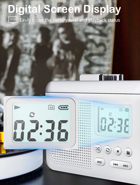 Gracioso Portable Cassette Player Recorder Converter,Cassette to MP3 via SD Card,Walkman Cassette Tape Player with 1000mah Rechargeable Battery,Built-in Microphone&Speaker,Headphone Jack,16GB SD Card