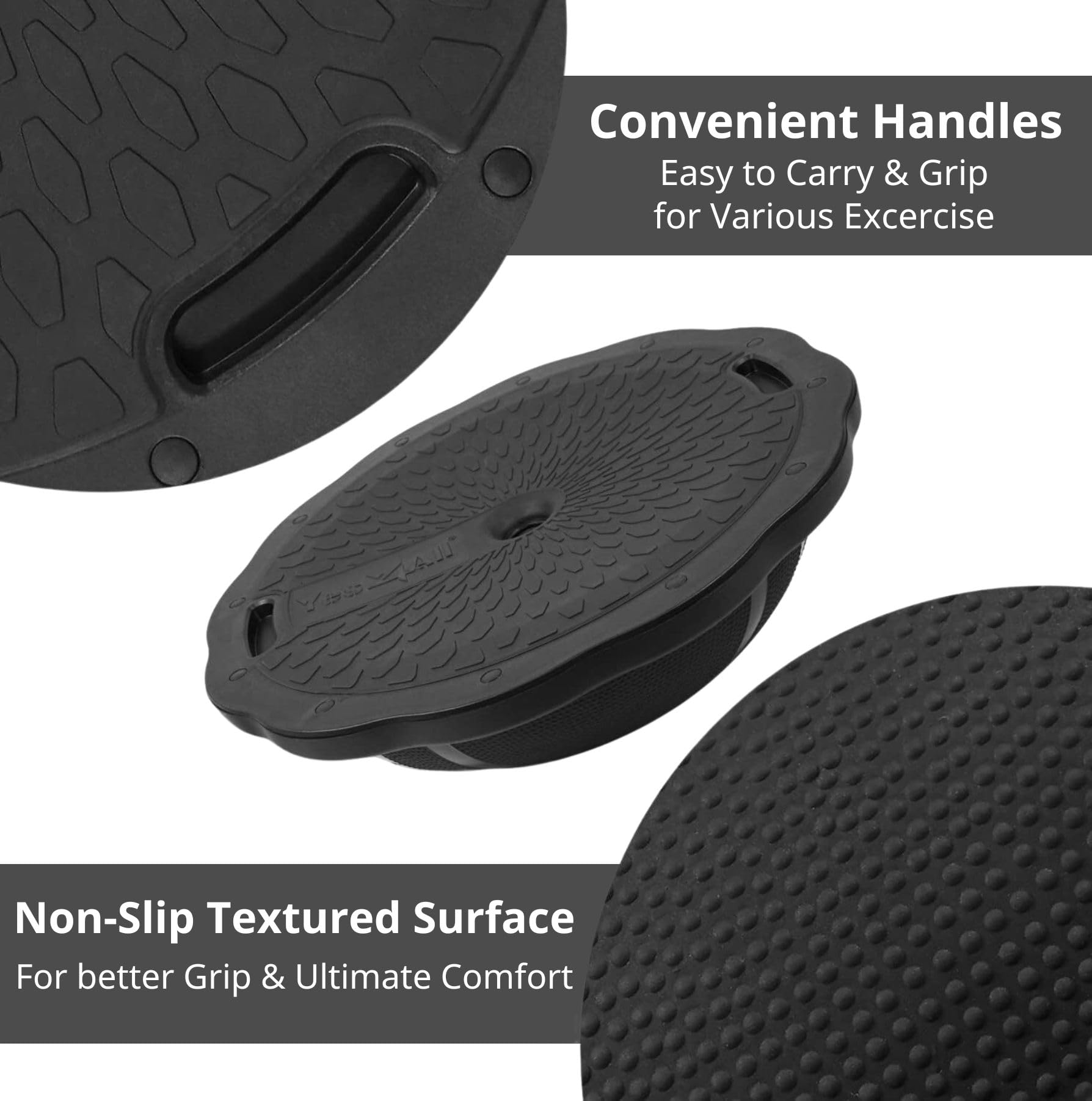 Yes4All SJ31 Inflatable Stability Half Exerise Ball, Premium Balance Trainer Ball with 60cm Non-Slip Surface Ball; Half Yoga Ball and Wobble Balance