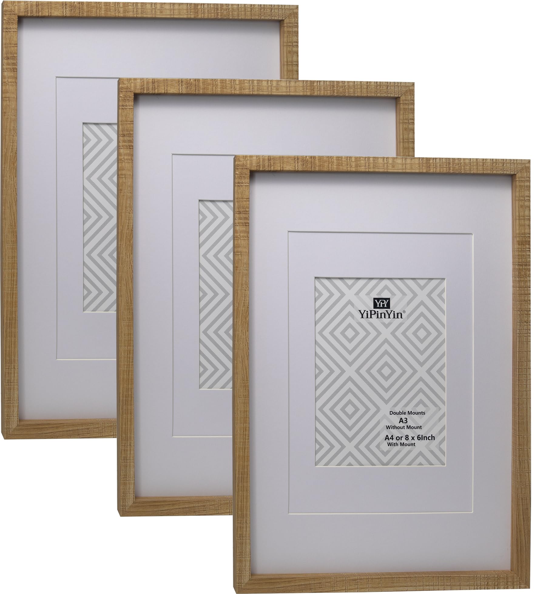 Black 50x70cm Boxed Picture Frames Set of 3 with Mounts for 40x60cm, 70x50cm poster frame with Acid Free mount for 40x60cm photo (Black 3Pack)