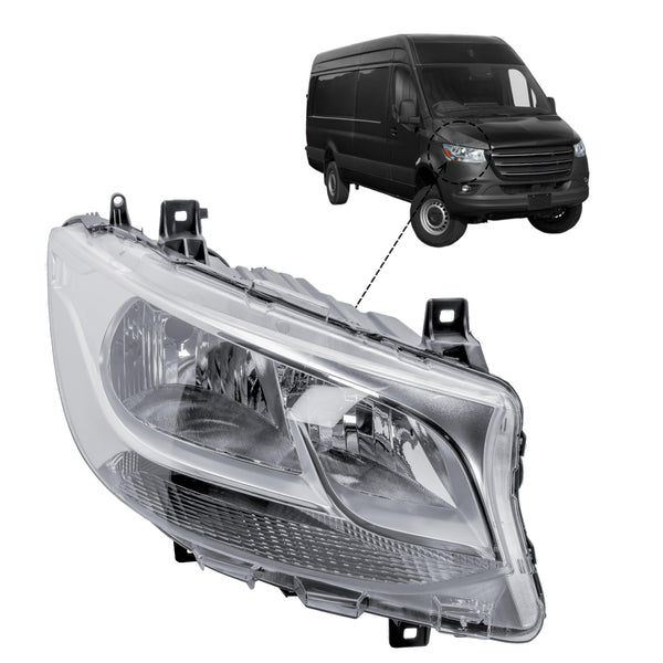 LONGLING Replacement Side Headlight Head Lamp Electric Adjustment for Mercedes Sprinter 907/910 2019-2025 (Passenger (N/S) LH)