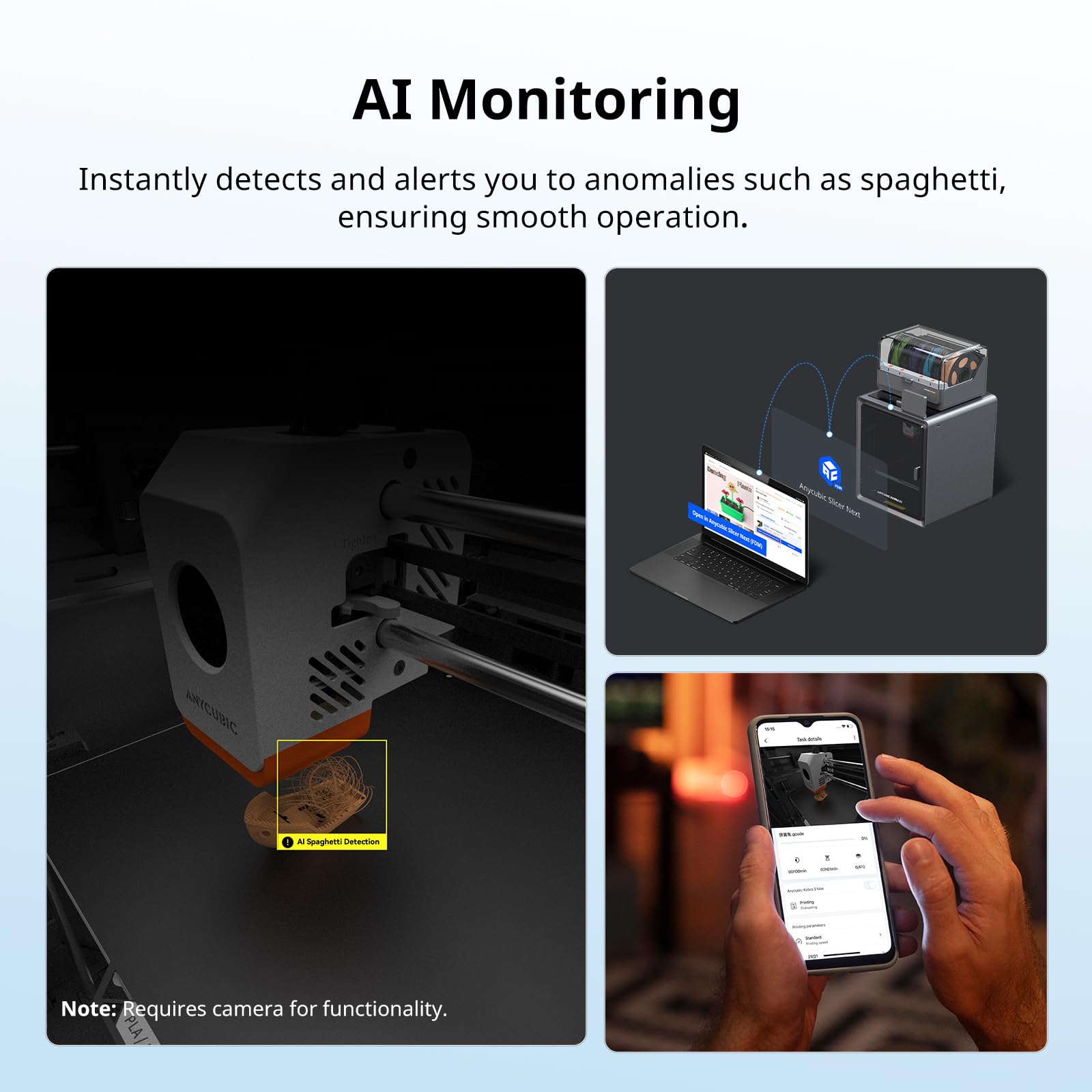 ANYCUBIC Kobra 3 V2 Combo 3D Printer, 600mm/s Fast Printing FDM 3D Printer, Multicolor Printing Up to 8 Colors, Active Drying, Upgraded Auto-leveling, Print Size 255x255x260mm, Realize Smooth Printing