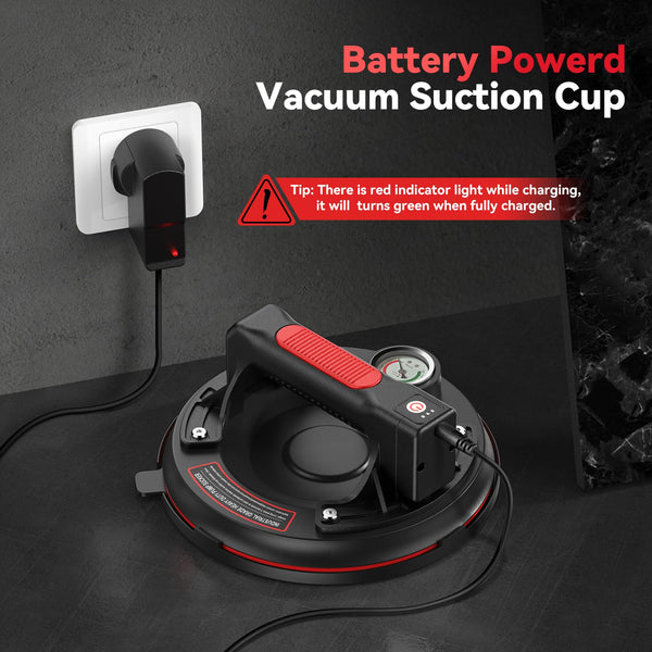 Avhrit 8 Inch Electric Vacuum Suction Cup, Glass Suction Cups Heavy Duty for Lifting Large Glass, 500lbs Load Capacity, Rechargeable Glass Lifter for Windshield, Window, Granite, Tile (Two Pack