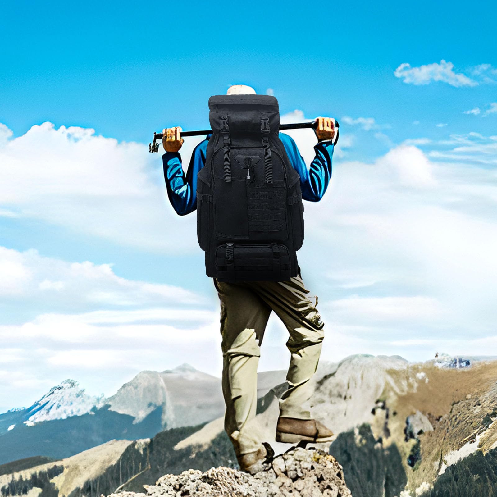 Wesoke 80L 100 liters Camping Hiking Backpack for Men, Extra Large Survival Hunting Backpack, Waterproof Big Molle Military Tactical Rucksack, Oversized Outdoor Sport Travel Daypack