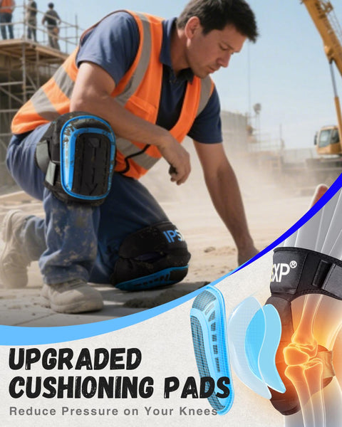 IPSXP Professional Knee Pads for Work,Gardening & Construction Knee Pads for Men and Women with Thick Double Gel Cushion, Strong Adjustable Non-Slip Straps,1 Pair