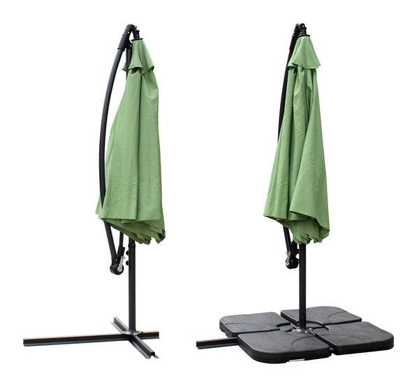 All Seasons Gazebos Ross James premium garden parasol umbrella with crank handle including base weight (Green)