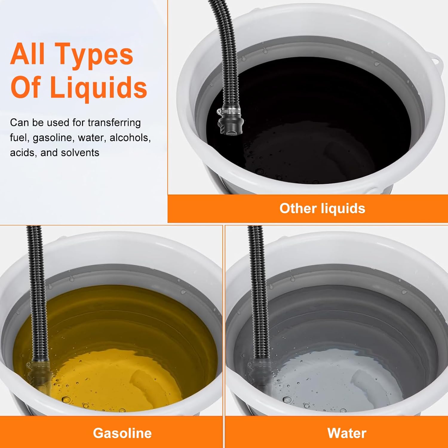 EAFCSZ Powered Battery Fuel Transfer Pump,Battery Operated Transfer Pumps with Quick Stop Nozzle,Water & Fuel Transfer Pump for Gasoline Diesel Oil Gas Water Fish Tank