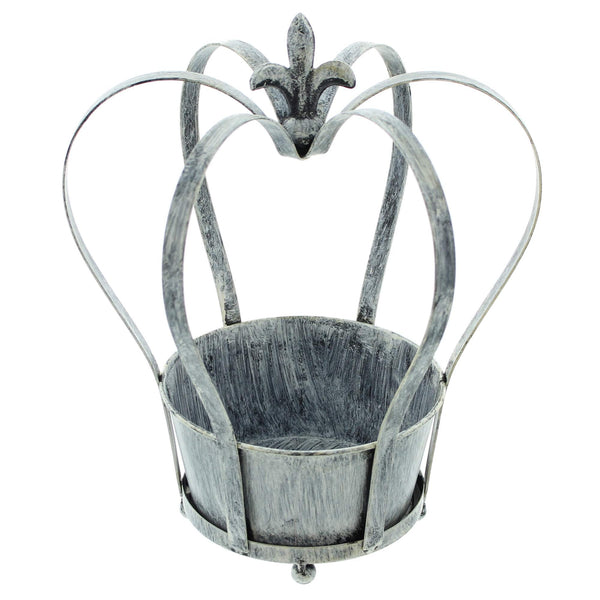 Frank Flechtwaren 229815: Planter"Crown" in Distressed Look Metal in Black 30 CM Large, for direct planting