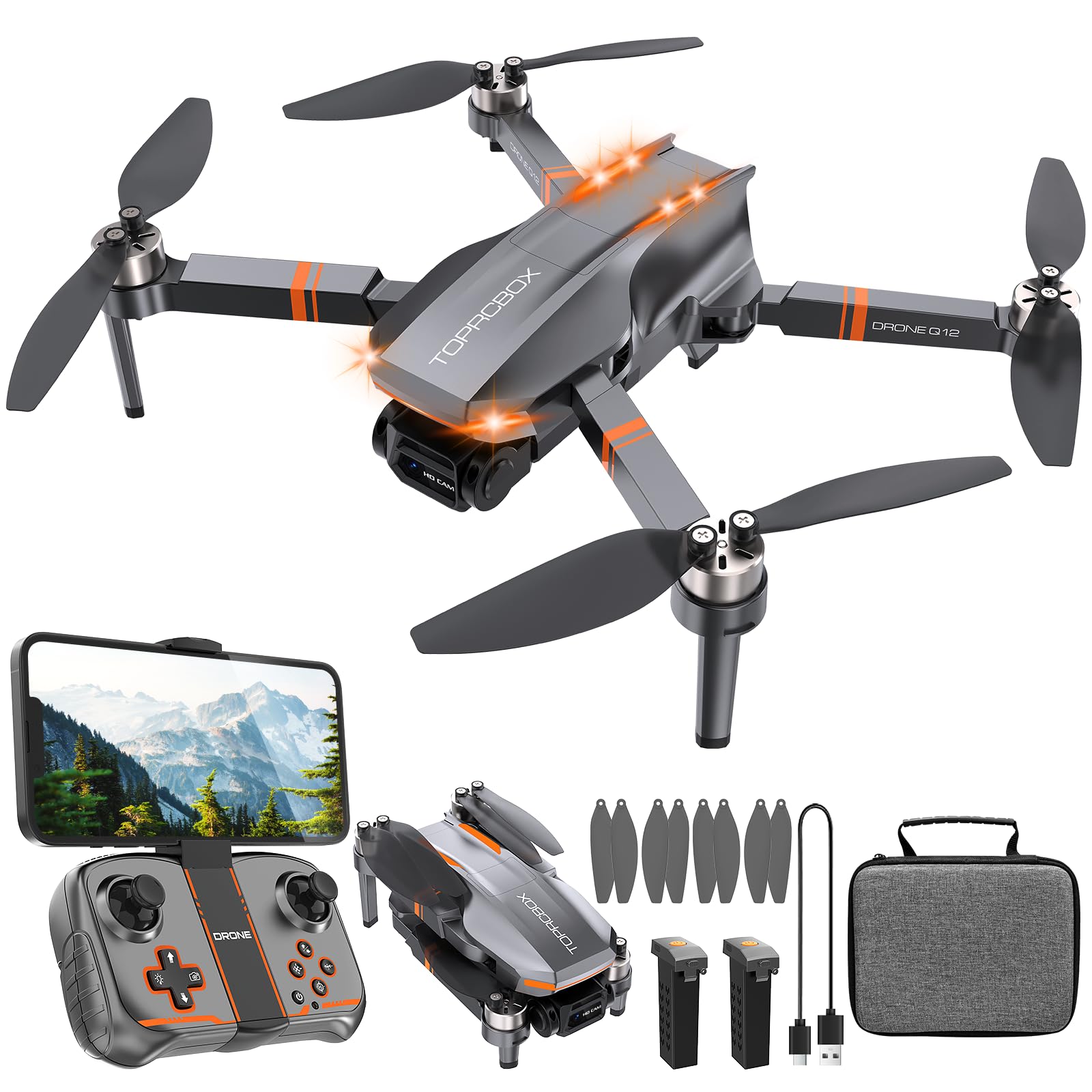Brushless Motor Drone with 4K Adjustable Camera for Kids and Adults, Foldable RC Quadcopter with LED Lights, 30 Mins Long Flight Time, Mini Drone Toys Gifts for Beginners, Boys and Girls