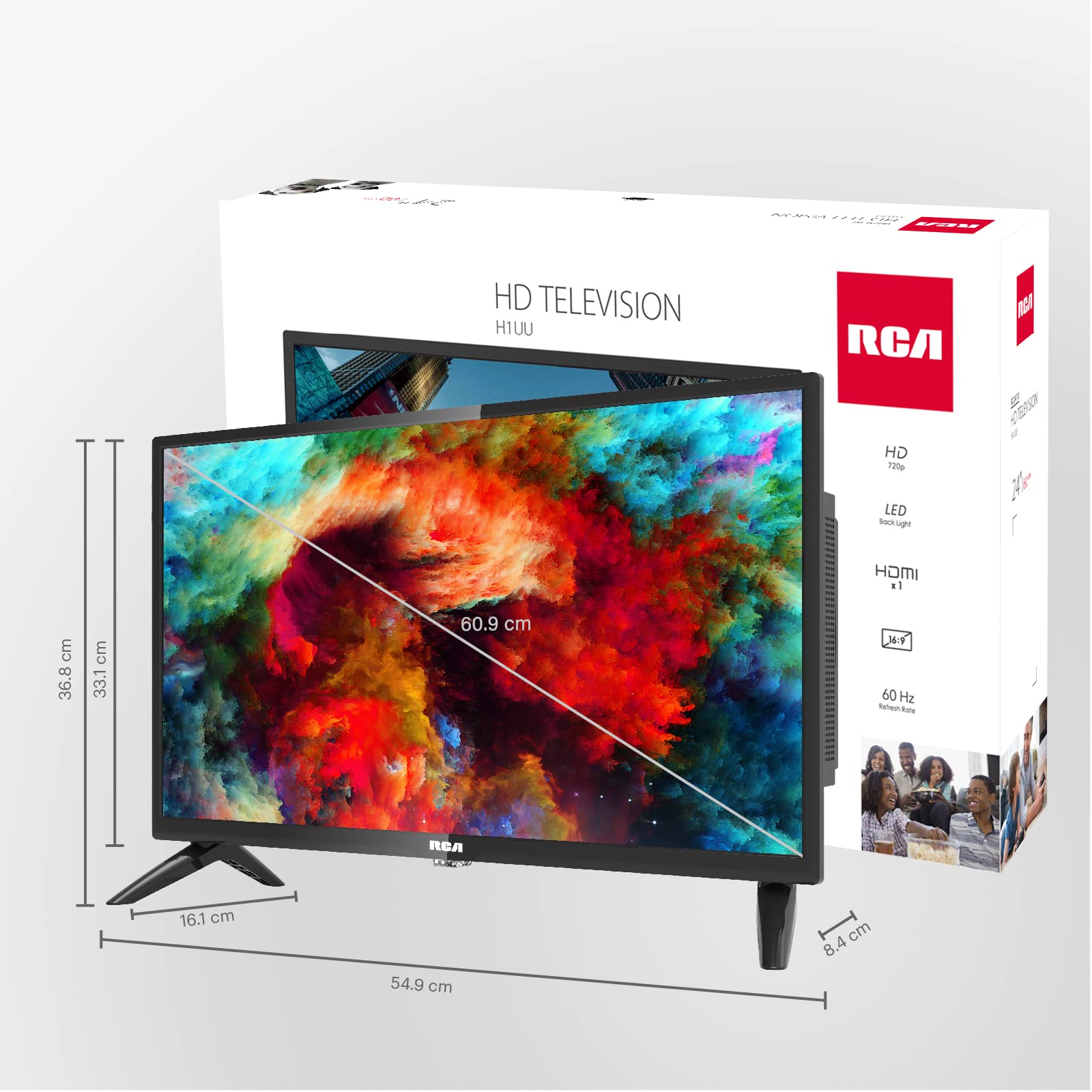 RCA RB24H2CU 24" inchFreeview HD TV DVB-T2/C/S2 Dolby Digital Audio, LED Backlighting Display, HDMI VGA PC SCART USB Travel Small TV for Motorhome and Campervan,Caravans,12 Volt