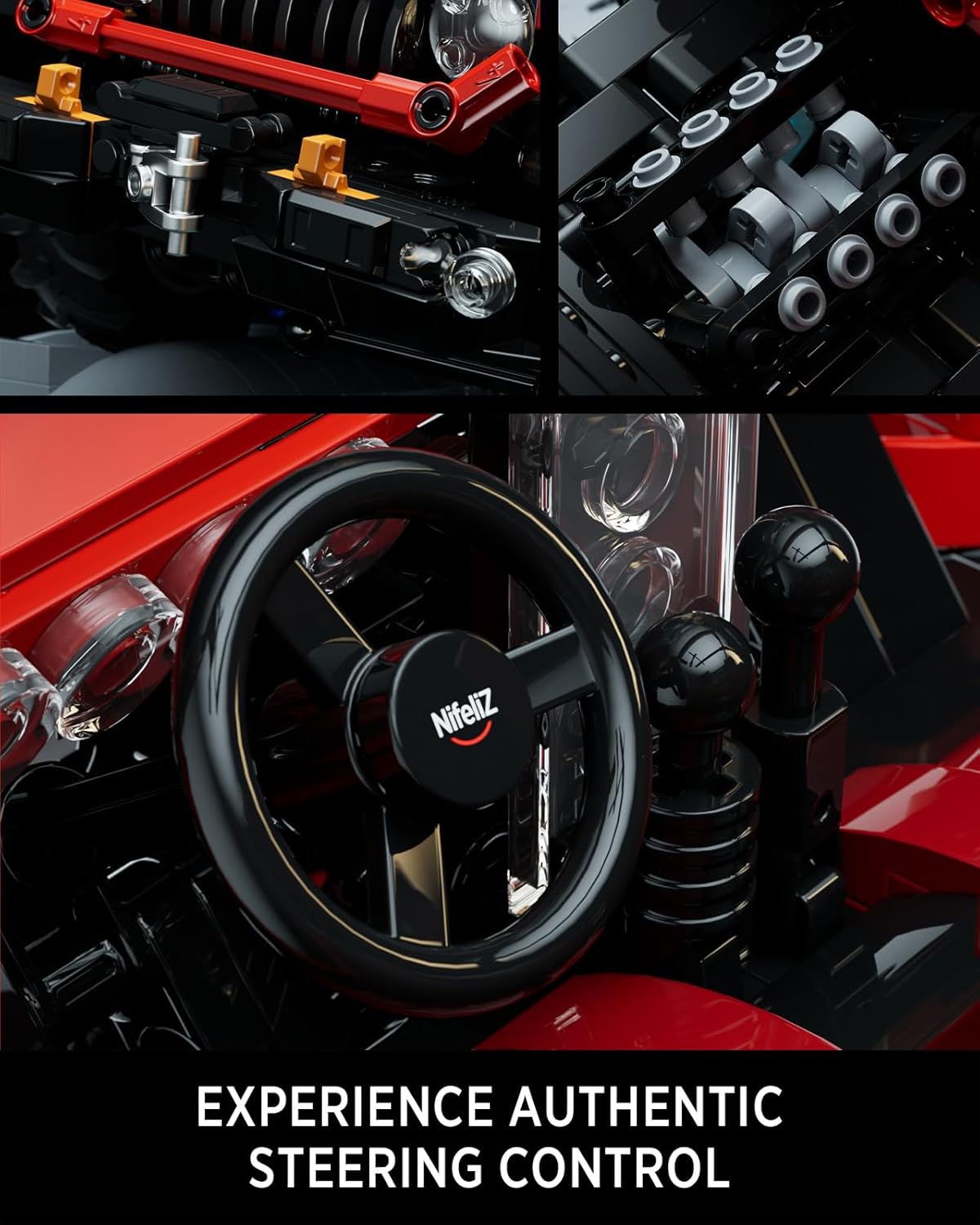 Nifeliz Wrange Pick-up car model building set, Unique Off-Road Car Building Toy for Adults, Display SUV Truck Model Set for Adult Gift Giving (1993 PCS, NF10281)