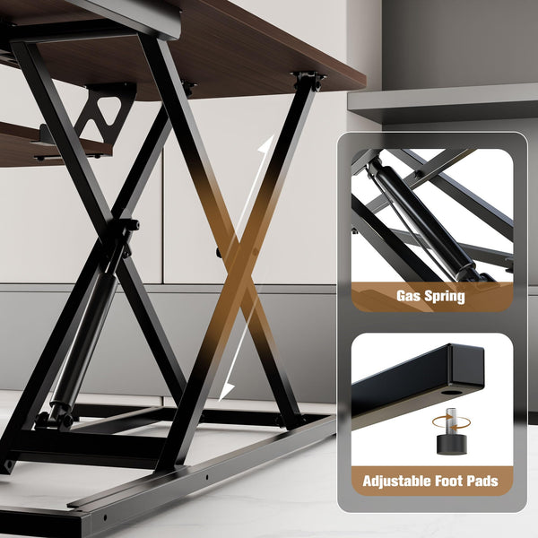 ERGOMAKER Height Adjustable Standing Desk Converter - 101cm (40 Inch) Wide Platform Tabletop Workstation - Quick Sit to Stand Desk Riser for Dual Monitors White