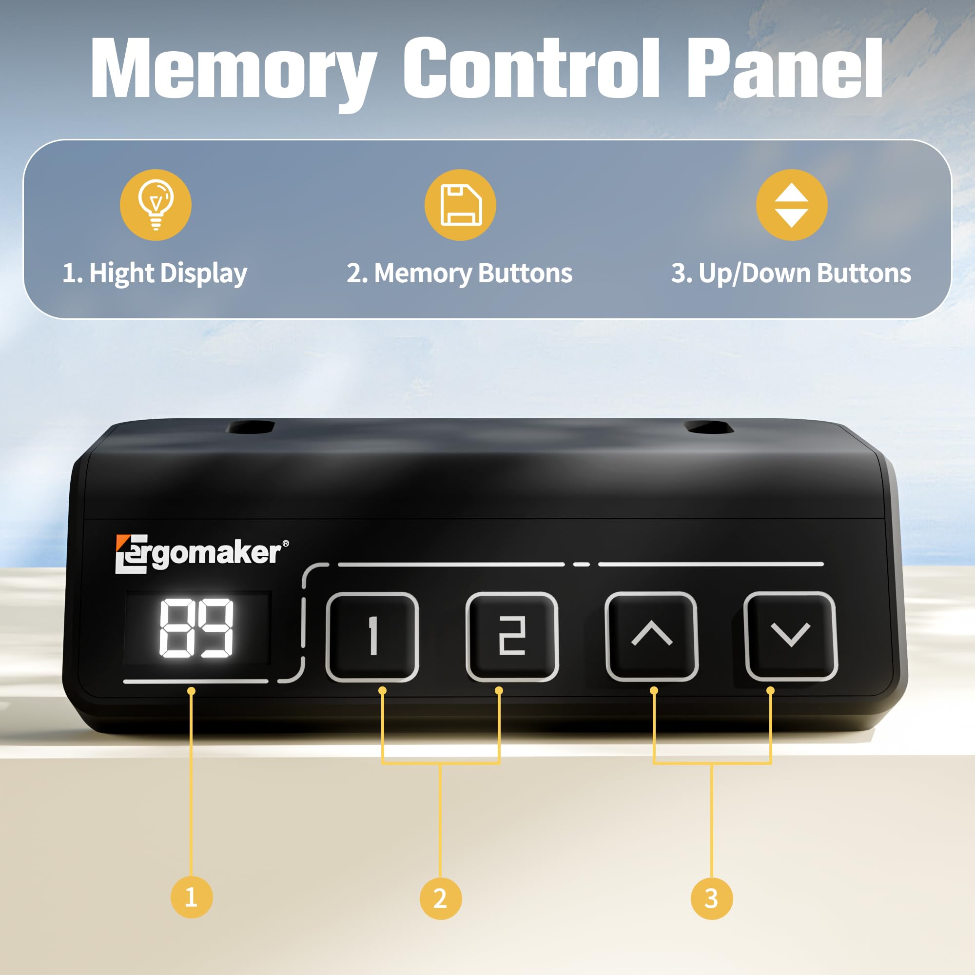 ERGOMAKER Electric Height Adjustable Standing Desk 80x60cm (31.5"x23.6"), Sit Stand Desk with Splicing Top for Home Office (Black Frame + Black Desktop)