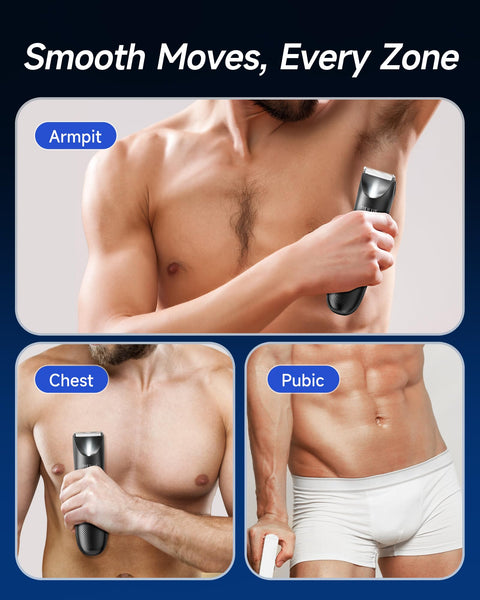 Manscape Trimmer for Men, VIKICON Pubic/Body Hair Trimmer, Electric Ball Trimmer for Private Parts, IPX7 Waterproof Body Goomer Shavers, USB-C Charging, Gifts for Men, New HT871