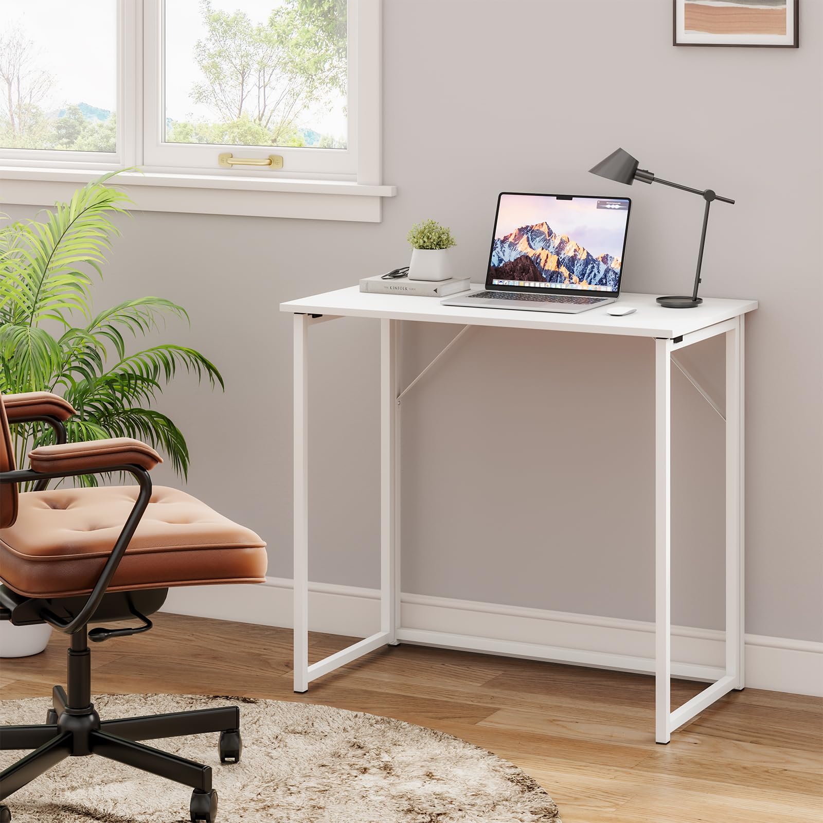 Dripex Folding Desk Foldable Small Computer Desk Writing Table for Small Place Easy Assembly, White