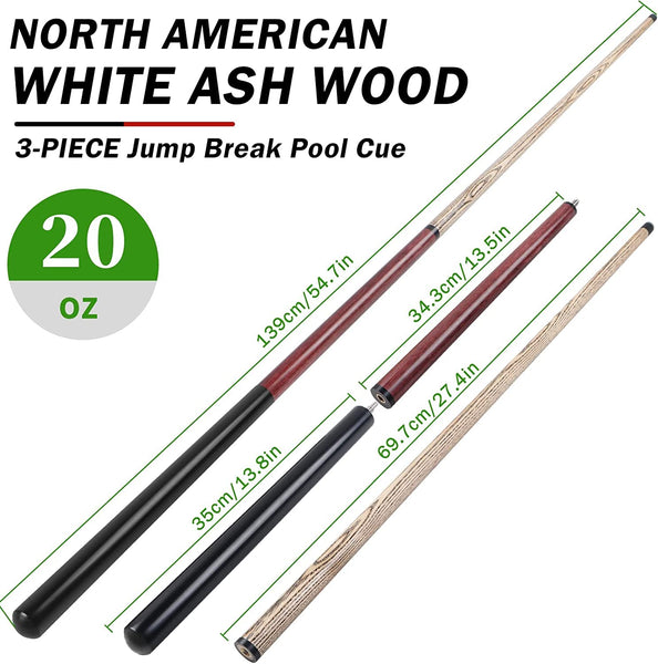 Aklot Pool Cue, Heavy Hitter Jump Break Cue 20oz 1 Piece Pool Stick 14mm Bakelite Tip for Explosive Breaks and Effortless Jumps