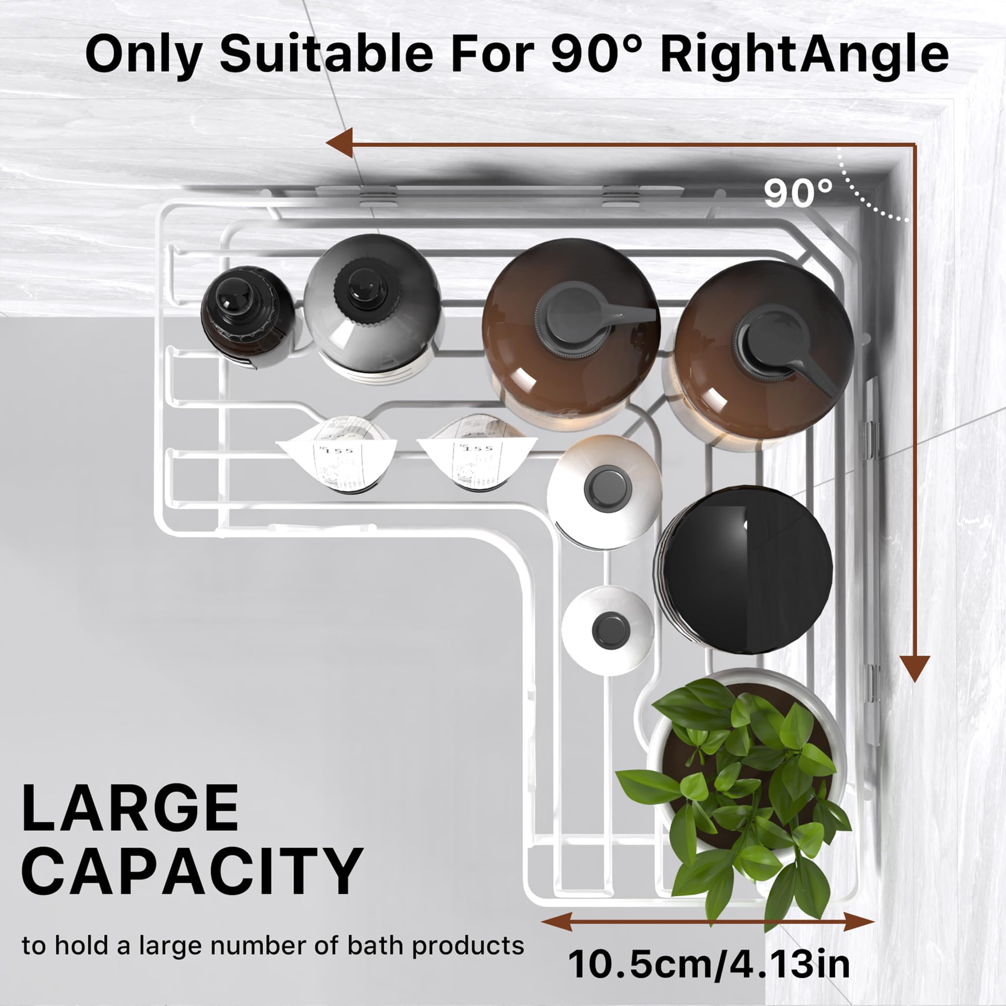 Kegii Telescopic Shower Caddy Corner - Stainless Steel Shower Shelf No Drilling Bathroom Caddy with Soap Holder and Hooks(White), On The Bath or Stand Up Shower