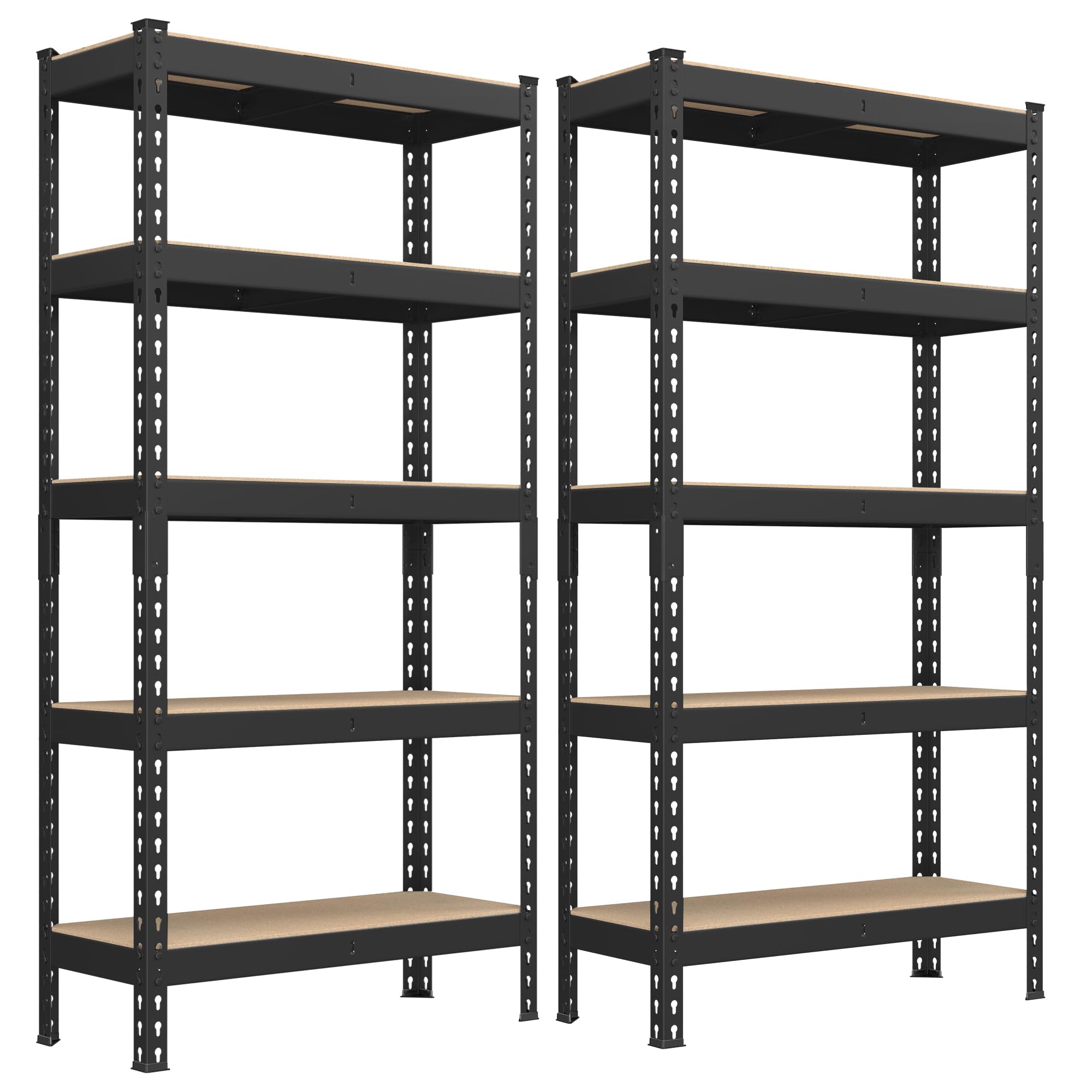 SONGMICS 5-Tier Shelving Unit, Storage Shelves, for Garage, Boltless Assembly, Adjustable Shelves, 30 x 75 x 150 cm, Load 875 kg, for Shed Warehouse Basement Kitchen, Black GLR300B01