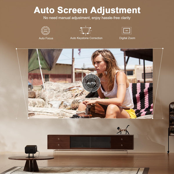 [Official Netflix Certified & Auto Focus] Smart Projector 4K Support, XuanPad Mini Projector for Bedroom, 800 ANSI, Auto Keystone, 3D Stereo Sound WiFi Bluetooth Projector with 360°Adjustable Stand