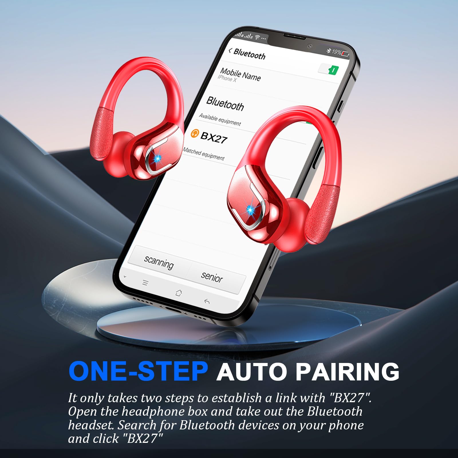 Wireless Earbuds, Bluetooth 5.4 Headphones with ENC Mic, 75H Stereo Noise Cancelling Ear Buds, Wireless Headphones with Sports Earhooks, LED Display, IP7 Waterproof Bluetooth Earphones for Running Gym