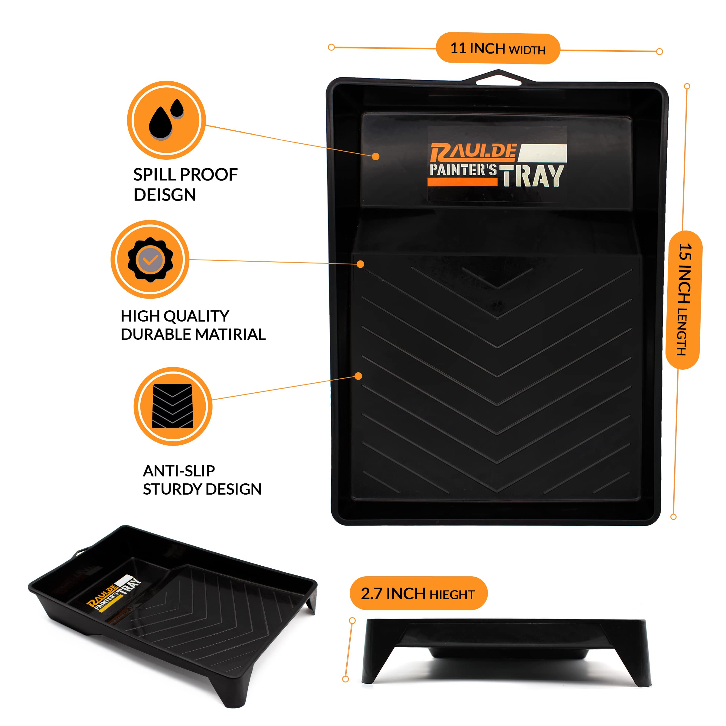 RAULDE 10 Pieces Paint Roller Set - Includes a Paint Tray, Brush, Large and Mini Rollers & Sleeves, Paint Repellent Masking Tape, Paint Mixer - Roller Set for Painting Walls, Edges & Ceilings