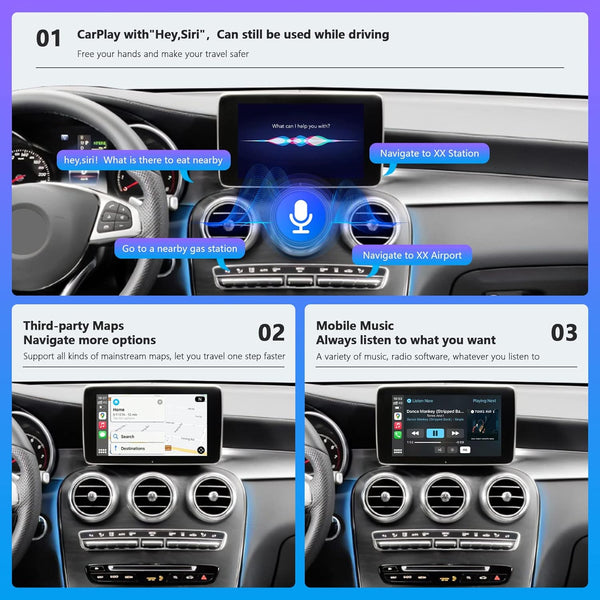 Road Top Wireless Carplay Android Auto for Mercedes Benz C GLC Class W205 2016-2018 Year with NTG5.0, Carplay Retrofit Kit Decoder, Support Mirrorlink, Navigation