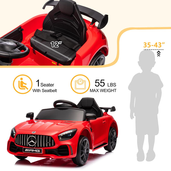Karlhome 12V Ride on Car, Licensed Mercedes Benz AMG GTR with Parental Remote, 2 Motors Electric Car for Kids to Drive w/Wider Seat, LED Lights, Openable Doors, MP3, Smooth Start, 3 Speeds - Black