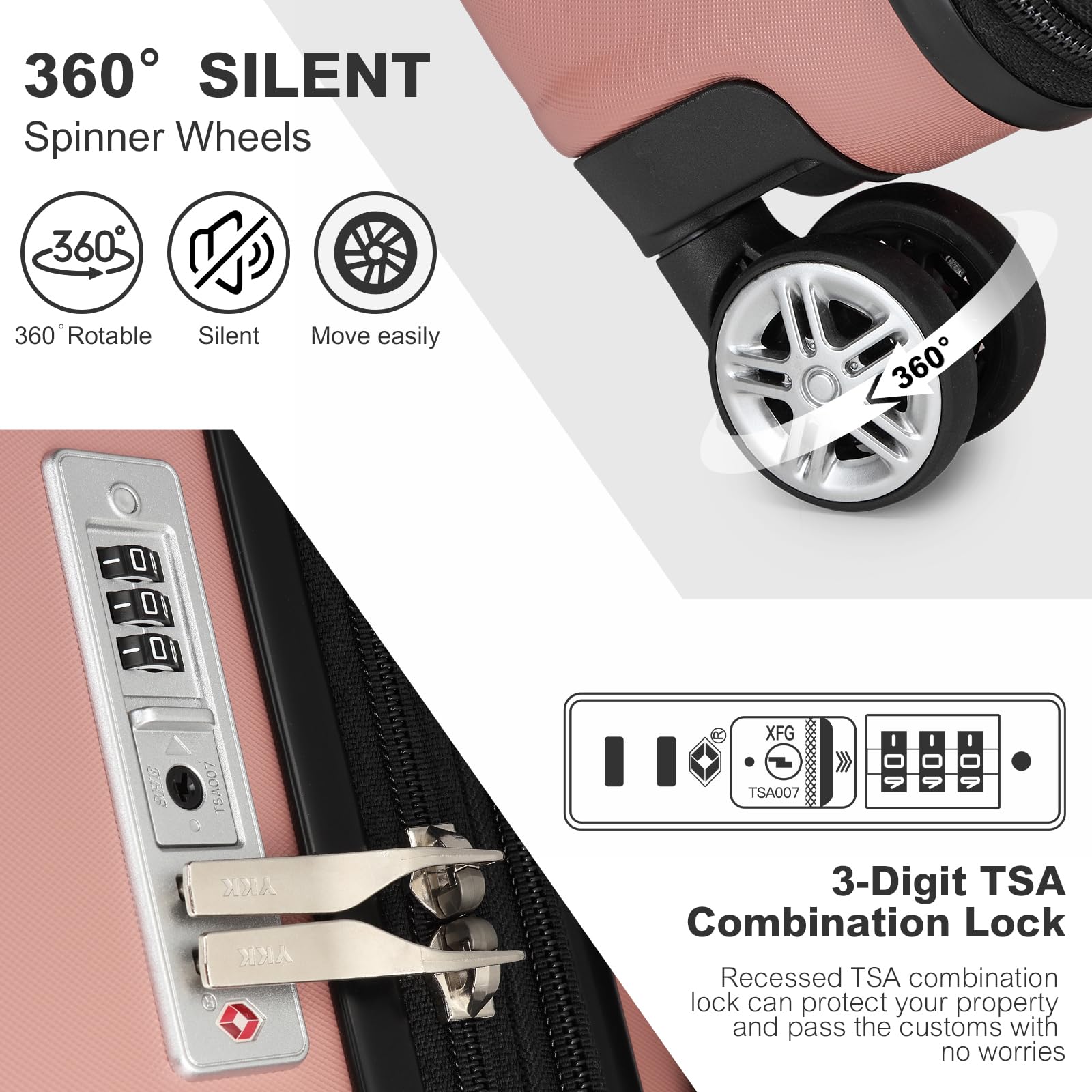 Kono Lightweight 28" Large Suitcase | Hard Shell with TSA Lock | 4 Dual Spinner Wheels | Expandable Design for Easy Travel | Perfect for Business & Vacation (Cream White,75x47.5x29.5cm)