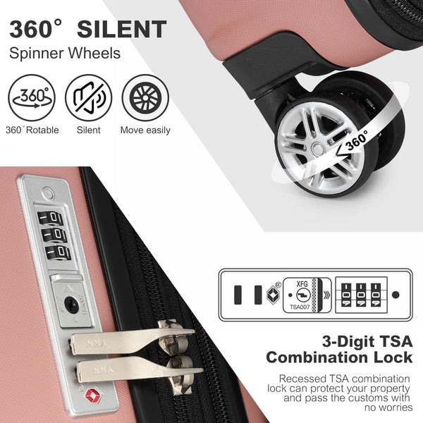 Kono Lightweight 28" Large Suitcase | Hard Shell with TSA Lock | 4 Dual Spinner Wheels | Expandable Design for Easy Travel | Perfect for Business & Vacation (Cream White,75x47.5x29.5cm)